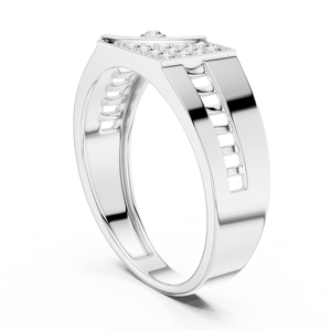 Bague pour homme moderne en diamant de laboratoire taille ronde, or blanc 18 carats plaqué rhodium, luxe, pour mariage, fiançailles, soirée, usage quotidien - Product Image 2