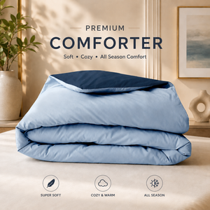 Luxury 250 GSM Dual Tone Sky Blue & Navy Blue Polymix Fabric Comforter Ultra Soft Breathable All Season <b>Quilt</b> Hotel Home <b>Bedding</b> - Product Image 2