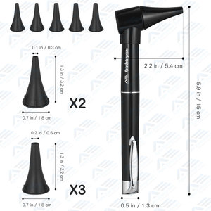 Portée d'otoscope de poche noire 5 couvre l'outil de soin des oreilles de Diagnostic en acier inoxydable pour les infirmières Apto Enterprises Apto Enterprises - Product Image 2