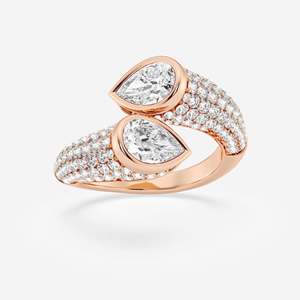 Pear Cut Diamond Cocktail Ring Pave Setting Women's Luxury Engagement Jewelry - Product Image 4