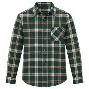 Chemise en flanelle de coton pour homme, faible MOQ, personnalisable, manches longues, à carreaux, boutonnée, décontractée, vente en gros, fabricant, marque privée - Product Image 1