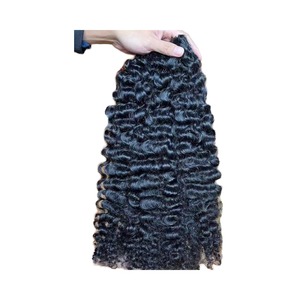 Kinky Curly Hair Extensions Human Hair Thick Voluminous Natural Black <b>Clip</b>-In Hair Piece for Women - Product Image 2