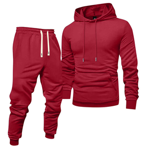 <b>Men's</b> Hooded Tracksuit Solid Color Casual Wear High Quality Cotton Fleece Tracksuit Sportwear Tracksuit Running Tracksuit - Product Image 2