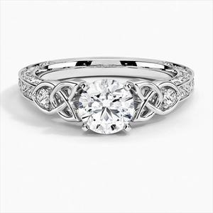 925 Sterling Silver Moissanite Diamond Round Center Ring With Elegant Infinity Side Design Luxury Bridal Jewelry - Product Image 1