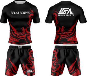 Ensemble short et rashguard homme personnalisé imprimé par sublimation, séchage rapide, respirant, matière compressive, écologique, haute qualité - Product Image 2