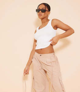 Pantalones Cargo de Cintura Elástica para Mujer, Pantalones Casuales de Corte Holgado, Estilo Urbano - Product Image 1