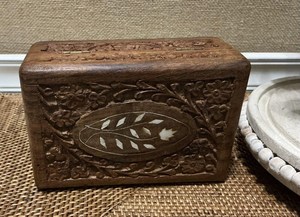 Low Cost Handmade Wooden Treasure <b>Box</b> for Precious Keepsakes, Jewelry, Coins and <b>Memories</b> with Artistic Carved Design - Product Image 3