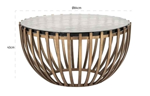 Table basse moderne de style mid-century avec plateau en verre et structure en bois, fabriquée à la main, légère et écologique, pour le salon - Product Image 3