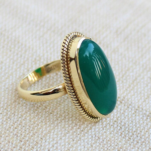 Anillo de ónix verde chapado en oro de 18 quilates, anillo de piedra preciosa natural, regalo para ella - Product Image 2