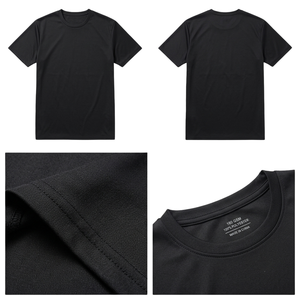 เสื้อยืดคอกลมแขนสั้นผู้ชาย ผ้าโพลีเอสเตอร์ 100% แบบถักเนื้อเดียว สีดำ น้ำหนักเบา ระบายอากาศได้ดี 160GSM รับสั่งทำไซส์ L - Product Image 3