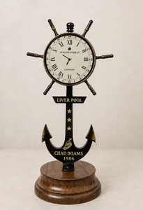 UNICORN HANDICRAFTS Vintage Nautical Anchor Clock <b>Ship</b> <b>Wheel</b> Design Wooden Base Mechanical Movement Durable Portable Metal - Product Image 5
