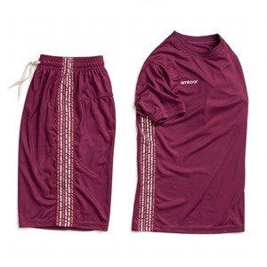 Ensemble maillot et short de football Amkoor unisexe, imprimé numérique géométrique marron, en polyester respirant, uniforme adulte, détection par aiguille - Product Image 2
