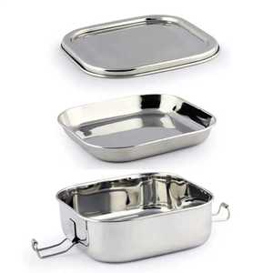 2 Tier Square Stainless Steel Lunch Box Set <b>Stackable</b> Metal Bento Box Food <b>Storage</b> <b>Container</b> With Insert Tray Plate - Product Image 4