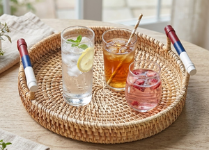 Bandeja Redonda de Ratán Tejida a Mano con Diseño Patriótico para el 4 de Julio, Barbacoa, Servir Bebidas y Aperitivos, Decoración Hecha en Vietnam - Product Image 4