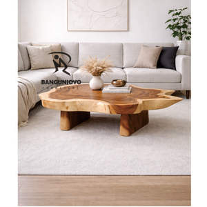 Table basse moderne multifonctionnelle extensible et convertible en bois massif de suar, fabriquée à la main, pour salon - Product Image 4