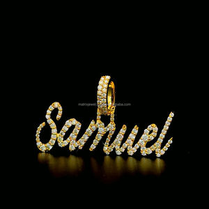 Elegante colgante de mossanita VVS, letra personalizada, plata 925 con chapado en oro de 14 quilates, colgante de nombre de 4 a 7 letras con moissanita VVS - Product Image 1