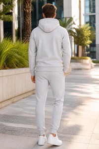 Conjunto Deportivo Cómodo de Felpa para Hombre, Sudadera con Capucha y Pantalones Deportivos con Cintura Elástica para Deportes y Ocio Diarios - Product Image 2