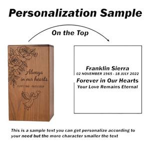 Urna Funeraria de Madera con Diseño de Mariposa y Rosa, Recuerdo Conmemorativo Hecho a Mano - Product Image 5