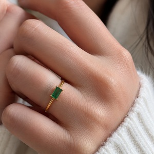 Gold Vermeil Amethyst Quartz Baguette Adjustable <b>Ring</b> Minimalist Dainty Gemstone Wholesale Fashion Jewelry for Women - Product Image 3