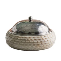 Nouvelle Cocotte Isotherme Antiadhésive Durable au Design Moderne et Luxueux, Chauffe-Plats Buffet en Acier Inoxydable avec Couvercle en Bois, Marmite Chaude