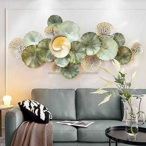 Décoration murale de luxe en métal, motif lotus superposé horizontal, gris et blanc, sculpture murale florale 3D pour salon - Product Image 6