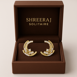 Boucles d'oreilles semi-créoles personnalisées 18K Lab Grown Diamond Solitaire 0.24TCW Brilliant Cut Bijoux en diamant de haute qualité certifiés IGI - Product Image 1