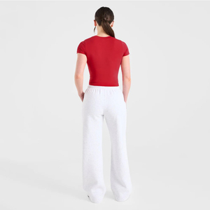 Nueva Llegada, Camiseta Casual de Jersey Sólido Roja de Manga Corta para Mujer, con Logotipo Personalizado al por Mayor, Corte Ajustado, Transpirable, para Primavera/Verano - Product Image 5