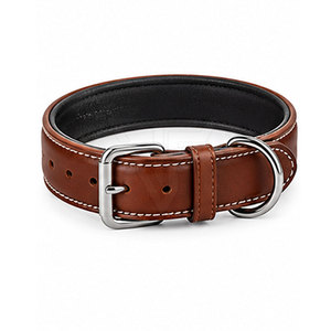 Collar Clásico Ajustable de Cuero Sólido para Mascotas con Correa a Juego, Hebilla Metálica, Anillo en D y Acabado Cosido - Product Image 1