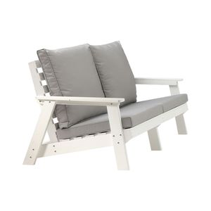Canapé d'extérieur HIPS avec coussin, design imitation bois, coloris blanc/gris - Product Image 2