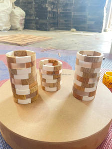 Anneau de serviette en bois de luxe avec décoration en résine rayée, porte-serviettes en céramique fait à la main pour la table, fête de mariage, pour une utilisation en cuisine - Product Image 2