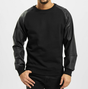 Sudaderas de Forro Polar con Mangas de Cuero, Corte Ajustado, Estilo Urbano, para Hombre, Venta al Por Mayor - Product Image 3