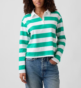 Camiseta de Rugby Personalizada OEM de Alta Calidad para Mujer, Manga Larga con Doble Raya, Estilo Polo, Ropa Casual de Algodón a la Moda - Product Image 6