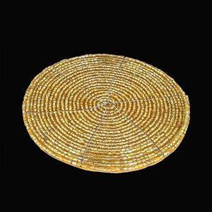Handmade Golden Beaded Tea <b>Coasters</b> Decorative Round <b>Drink</b> <b>Coasters</b> for Dining Table Coffee Table Home Decor - Product Image 6