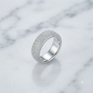 Trendy Fine Design Custom 925 Sterling <b>Silver</b> Moissanite Diamond Studded Unisex Wedding Band Unique Luxury Full Eternity <b>Rings</b> - Product Image 3