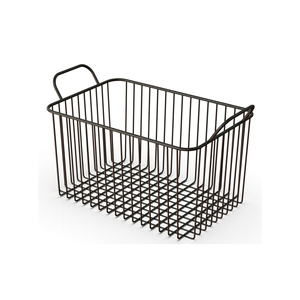 <b>Rectangle</b> Metal Wire <b>Storage</b> <b>Basket</b> With Wooden Base Modern Multi Purpose Neatening Organizer - Product Image 5