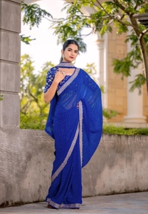 Sari en Georgette Brodé Traditionnel KV avec Motif Bandhani - Product Image 3