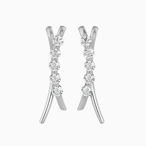 Lab Grown Diamond Fancy Cluster Drop Earrings 18K Solid White Gold Brilliant Cut IGI Certified Luxury Wedding Gift Jewelry Women - Product Image 1