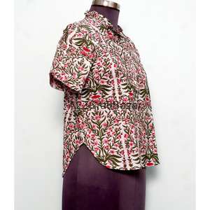 Blusa de Mujer Hecha a Mano 100% Algodón Puro de la India, Tela de Alta Calidad con Estampado Floral, Ecológica, Ropa Casual de Verano - Product Image 4