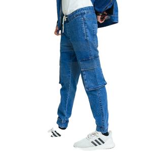 Pantalones Vaqueros Cargo Azules para Hombre, Corte Slim Fit, Desgastados, Estilo Urbano, Diseño Personalizado, Dos Bolsillos, Tallas Grandes, a la Moda - Product Image 1