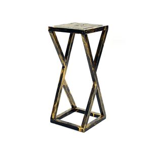19.5 \ "tavolo da esterno lastra di pietra Grey con supporto per piante nero/oro - Product Image 1