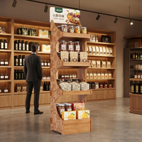 Présentoir en bois contreplaqué écologique, présentoir à 4 niveaux pour noix, présentoirs de fruits secs pour magasins de détail avec en-tête