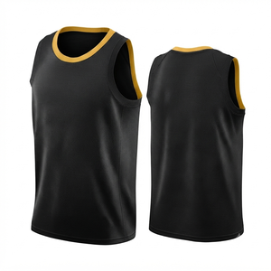 Tenues de basketball courtes et solides à prix abordable, kit de basketball avec impression par transfert thermique, uniforme sans manches en tissu mesh à séchage rapide - Product Image 1
