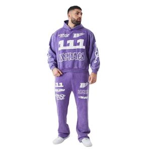 Survêtement personnalisé pour hommes lavé à l'acide ensemble de jogging réversible coupe-vent avec fermeture à cordon imprimé de décoloration solaire pour la saison d'hiver - Product Image 2