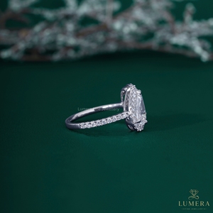 2.64CT Luxury Lab Grown Diamond 14K/18K Gold Pear Oval Cut Halo Engagement Two Stone Double Diamond Wedding Band <b>Ring</b> for Women - Product Image 5
