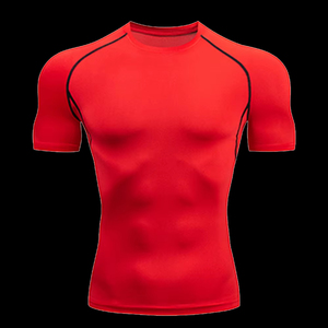 <b>Men</b> Rash Guard Solid Color Short Sleeved T <b>shirt</b> Compressed Quick Drying Breathable Training <b>Compression</b> Feel Rough Waves Guard - Product Image 3