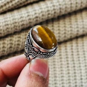 Trendy Fashionable Boho Gemstone <b>Rings</b> Oxidized Silver Plated Brass Statement <b>Chunky</b> Tribal Women - Product Image 2