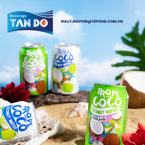 Eau de coco avec pulpe, 100% fraîche et naturelle, sans sucre ajouté, boisson estivale, en canette aluminium de 330 ml, design et échantillon gratuits - Product Image 3