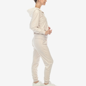Ensemble de survêtement en velours personnalisé pour femme, grande taille, avec sweat à capuche zippé et pantalon de jogging, 2 pièces, en velours, personnalisable, nouvelle collection, vente chaude - Product Image 3