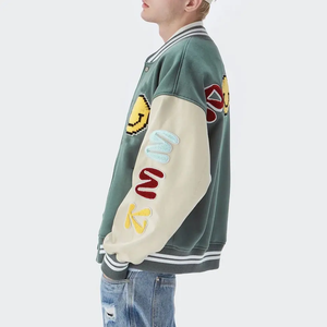 เสื้อแจ็คเก็ตวาร์ซิตี้สำหรับผู้ชาย แบบกำหนดเองได้ สไตล์ Letterman Bomber แนวสตรีทแวร์ พร้อมป้ายปักลาย แฟชั่นเสื้อคลุม - Product Image 4