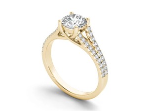 Anillo de Compromiso Solitario con Diamante Cultivado en Laboratorio, Corte Brillante, Chapado en Oro de 18K, con Piedras Laterales, para Mujer, de Lujo, para Boda - Product Image 1